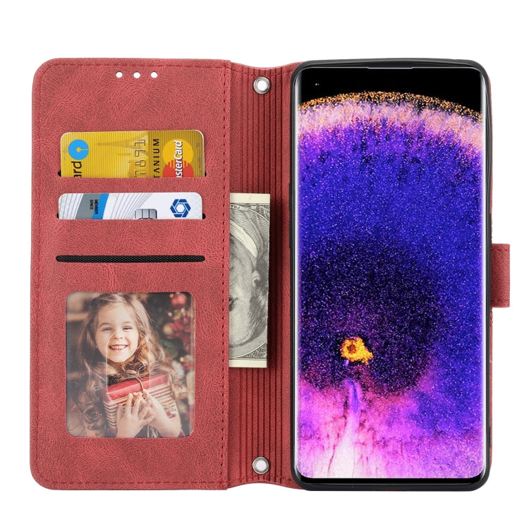 For OPPO Find X5 Pro Embossed Striped Magnetic Buckle Horizontal Flip Phone Leather Case