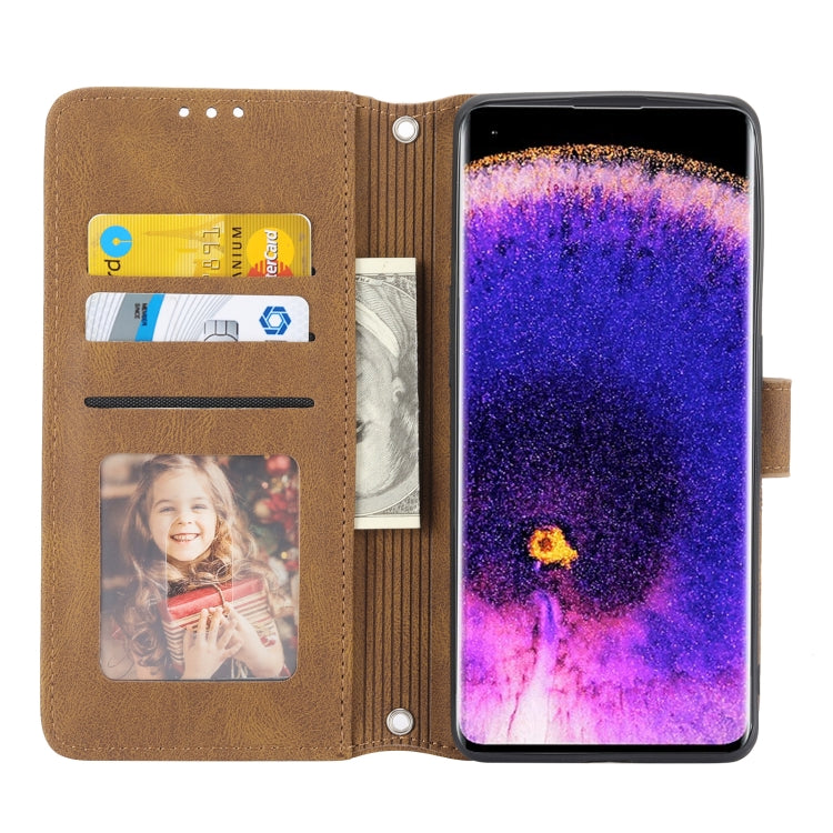 For OPPO Find X5 Pro Embossed Striped Magnetic Buckle Horizontal Flip Phone Leather Case