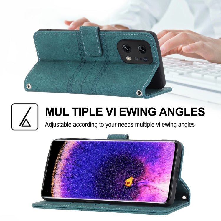 For OPPO Find X5 Pro Embossed Striped Magnetic Buckle Horizontal Flip Phone Leather Case