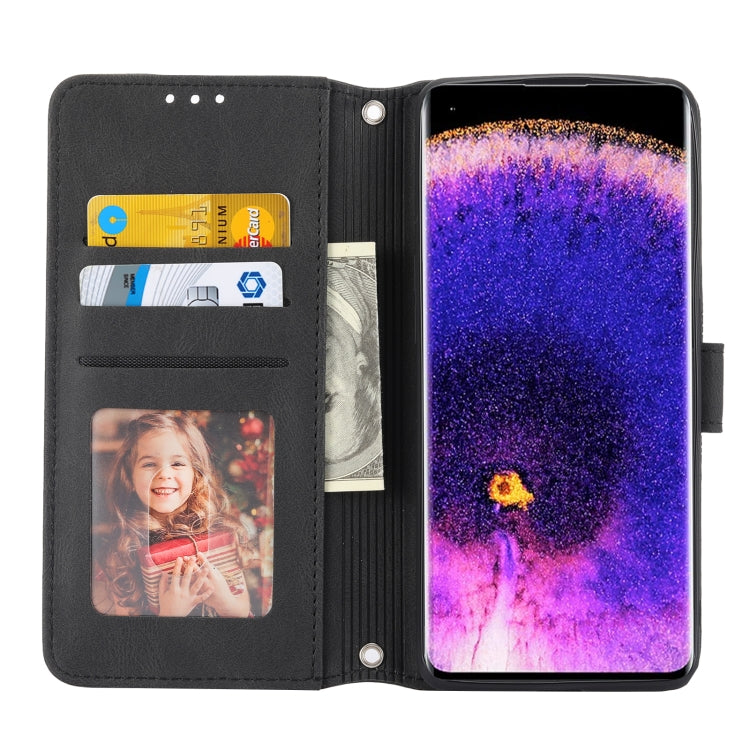 For OPPO Find X5 Pro Embossed Striped Magnetic Buckle Horizontal Flip Phone Leather Case