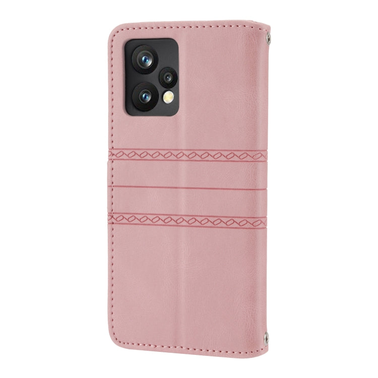 For OPPO Realme 9 Pro+ Embossed Striped Magnetic Buckle Horizontal Flip Phone Leather Case