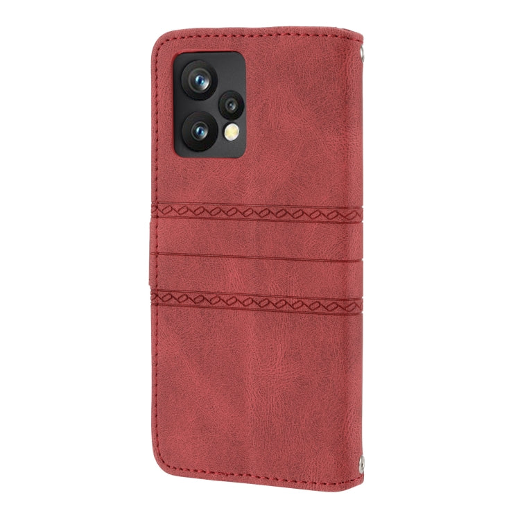 For OPPO Realme 9 Pro+ Embossed Striped Magnetic Buckle Horizontal Flip Phone Leather Case