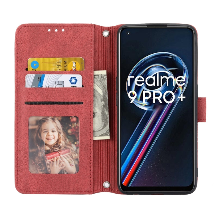 For OPPO Realme 9 Pro+ Embossed Striped Magnetic Buckle Horizontal Flip Phone Leather Case