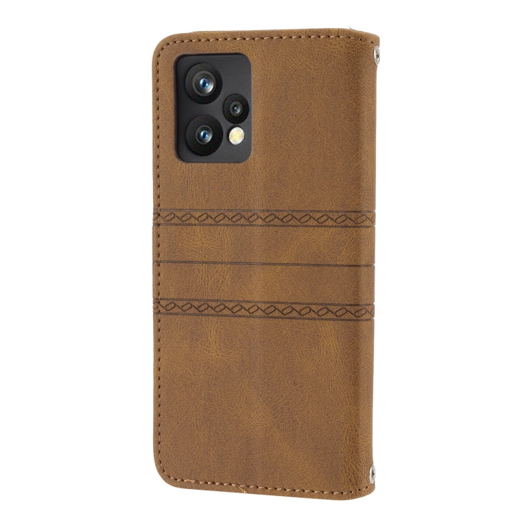 For OPPO Realme 9 Pro+ Embossed Striped Magnetic Buckle Horizontal Flip Phone Leather Case