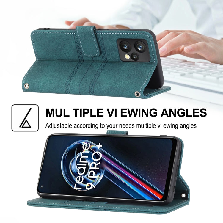 For OPPO Realme 9 Pro+ Embossed Striped Magnetic Buckle Horizontal Flip Phone Leather Case