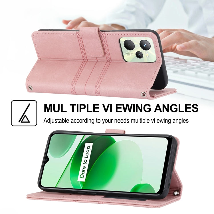 For OPPO Realme 9 Pro Embossed Striped Magnetic Buckle Horizontal Flip Phone Leather Case