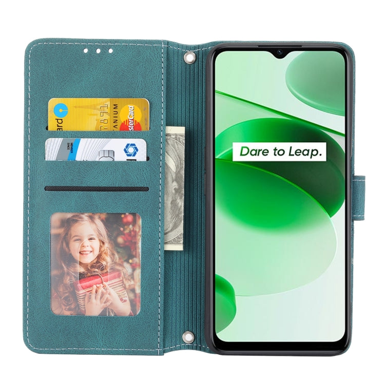 For OPPO Realme 9 Pro Embossed Striped Magnetic Buckle Horizontal Flip Phone Leather Case