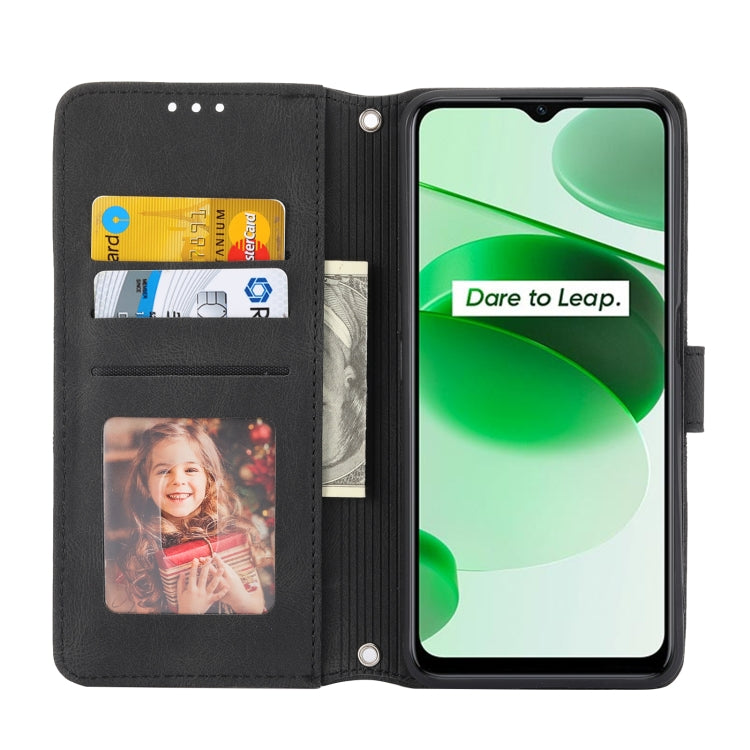 For OPPO Realme 9 Pro Embossed Striped Magnetic Buckle Horizontal Flip Phone Leather Case