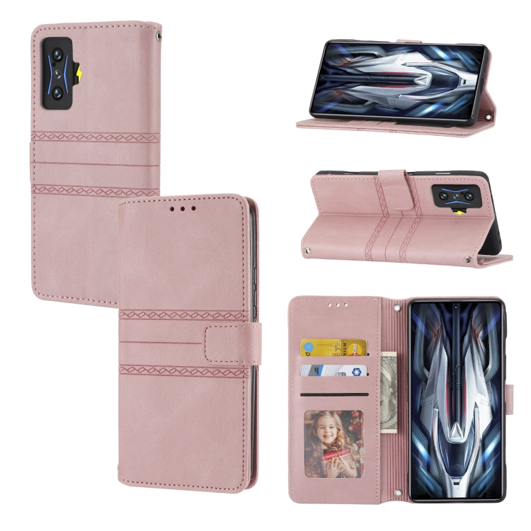 For Xiaomi Redmi K50 Gaming Embossed Striped Magnetic Buckle Horizontal Flip Phone Leather Case