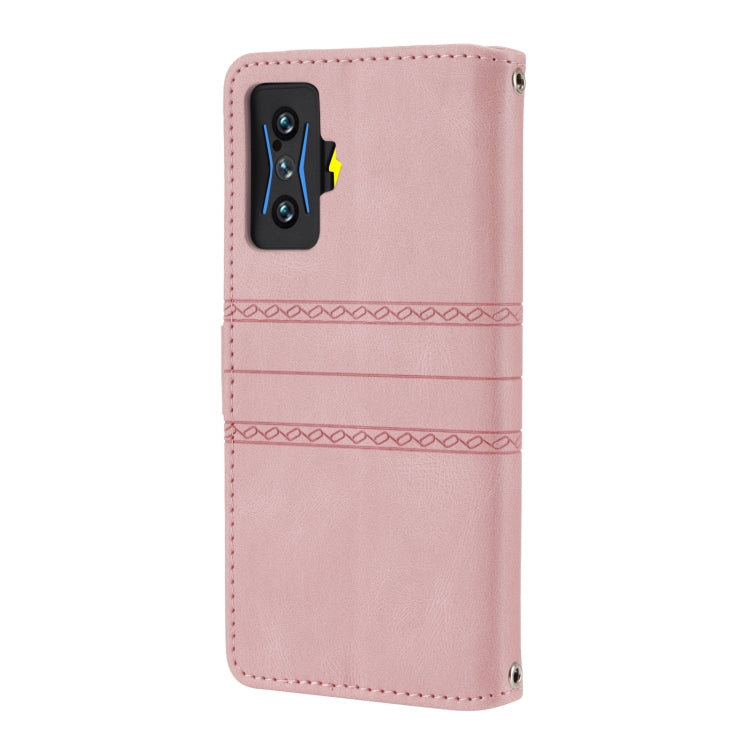 For Xiaomi Redmi K50 Gaming Embossed Striped Magnetic Buckle Horizontal Flip Phone Leather Case