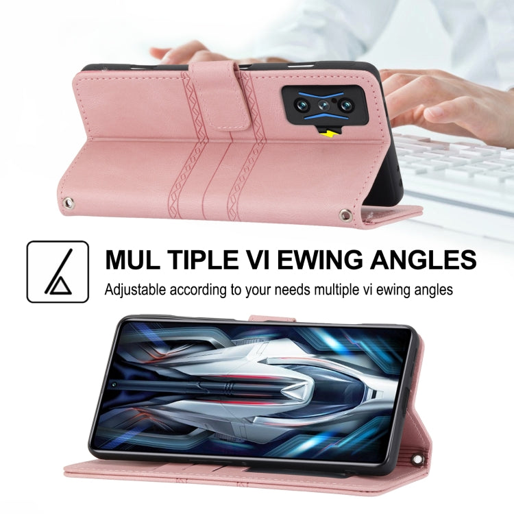 For Xiaomi Redmi K50 Gaming Embossed Striped Magnetic Buckle Horizontal Flip Phone Leather Case