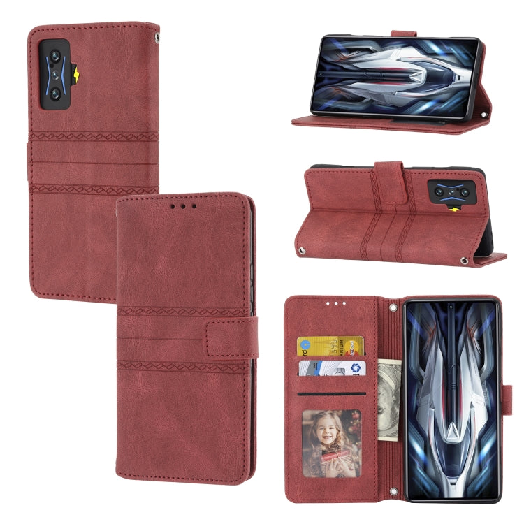 For Xiaomi Redmi K50 Gaming Embossed Striped Magnetic Buckle Horizontal Flip Phone Leather Case