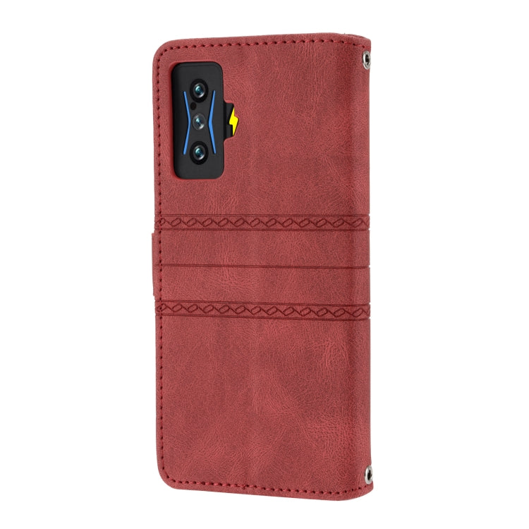 For Xiaomi Redmi K50 Gaming Embossed Striped Magnetic Buckle Horizontal Flip Phone Leather Case
