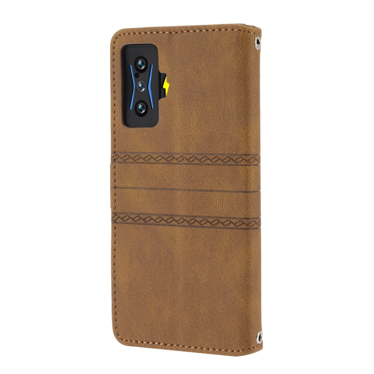 For Xiaomi Redmi K50 Gaming Embossed Striped Magnetic Buckle Horizontal Flip Phone Leather Case