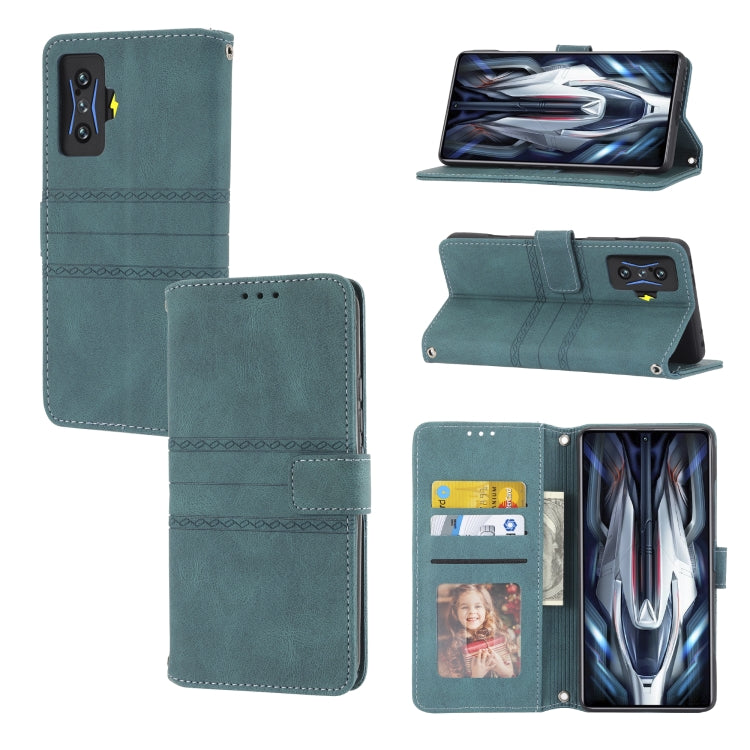 For Xiaomi Redmi K50 Gaming Embossed Striped Magnetic Buckle Horizontal Flip Phone Leather Case