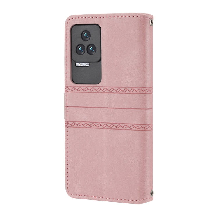 For Xiaomi Redmi K50 Pro Embossed Striped Magnetic Buckle Horizontal Flip Phone Leather Case