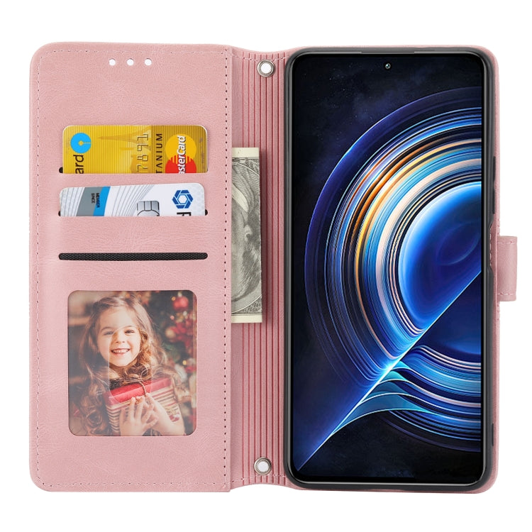 For Xiaomi Redmi K50 Pro Embossed Striped Magnetic Buckle Horizontal Flip Phone Leather Case