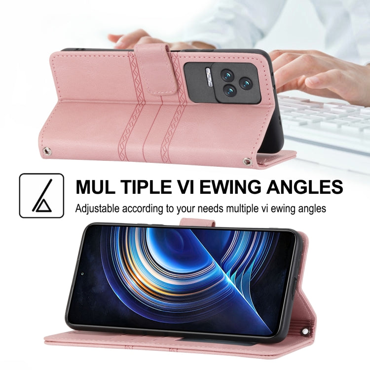 For Xiaomi Redmi K50 Pro Embossed Striped Magnetic Buckle Horizontal Flip Phone Leather Case