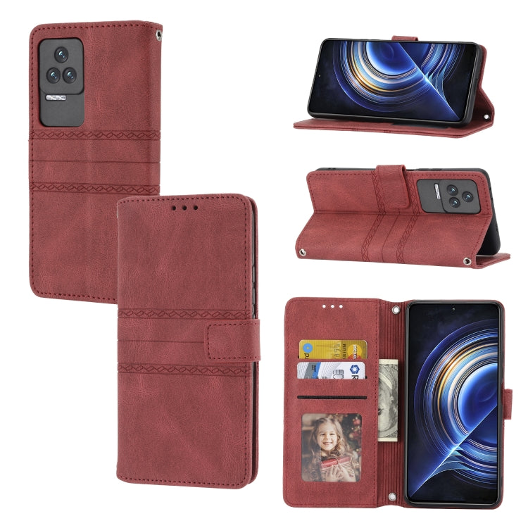 For Xiaomi Redmi K50 Pro Embossed Striped Magnetic Buckle Horizontal Flip Phone Leather Case