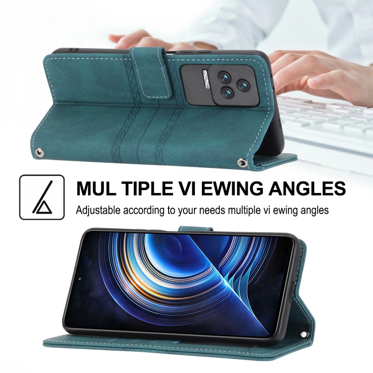 For Xiaomi Redmi K50 Pro Embossed Striped Magnetic Buckle Horizontal Flip Phone Leather Case