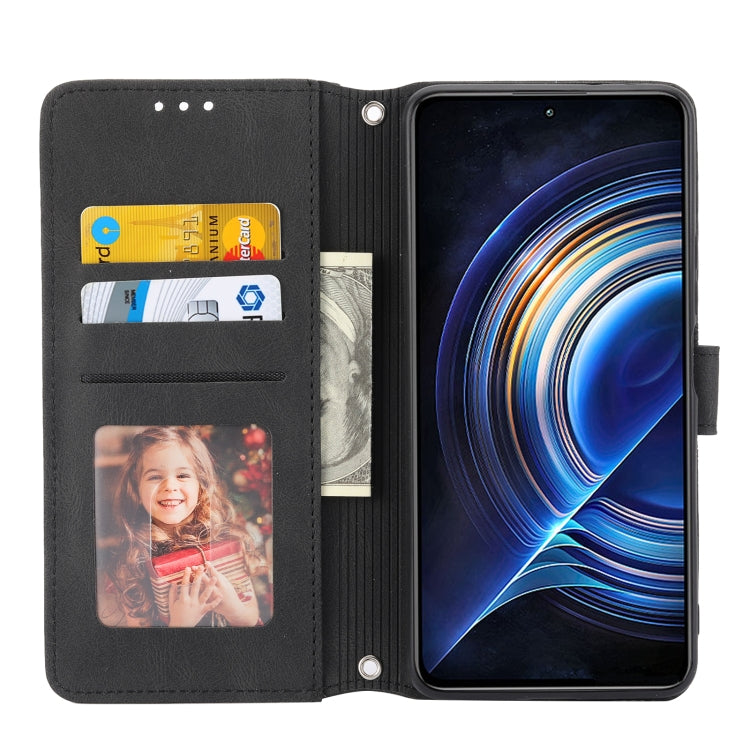 For Xiaomi Redmi K50 Pro Embossed Striped Magnetic Buckle Horizontal Flip Phone Leather Case