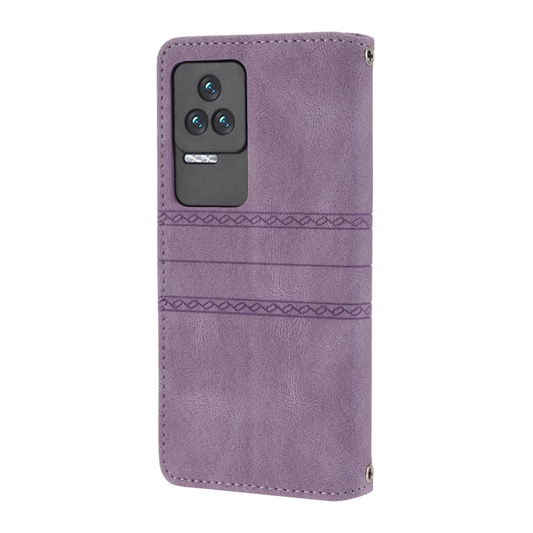 For Xiaomi Redmi K50 Pro Embossed Striped Magnetic Buckle Horizontal Flip Phone Leather Case