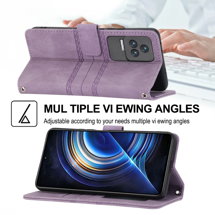 For Xiaomi Redmi K50 Pro Embossed Striped Magnetic Buckle Horizontal Flip Phone Leather Case