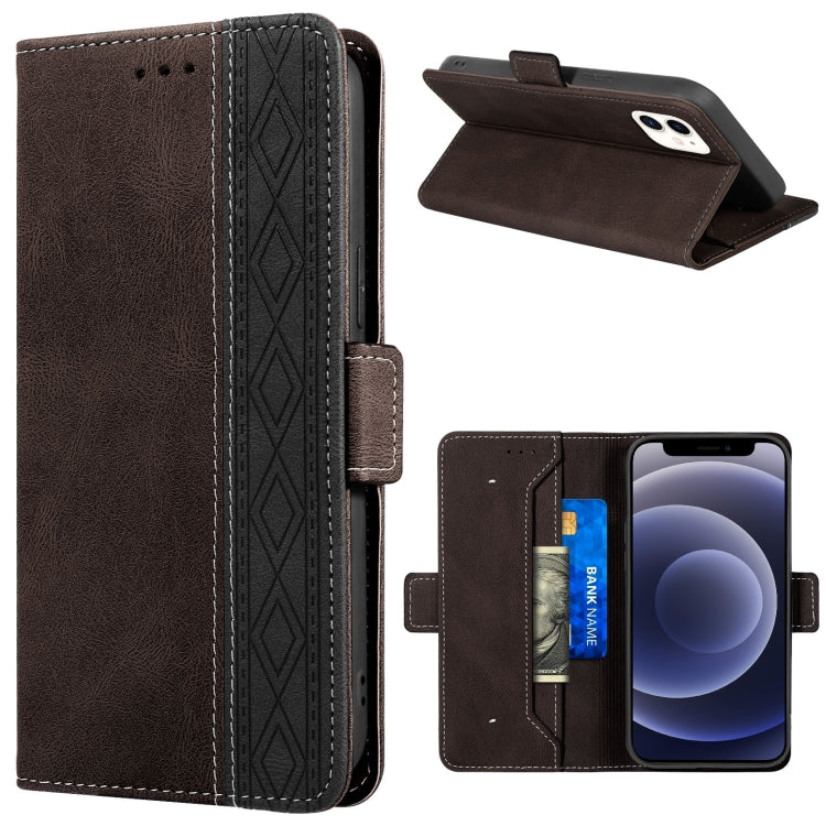 For iPhone 12 mini Stitching Magnetic RFID Leather Case