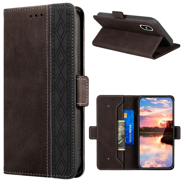 For iPhone X / XS Stitching Magnetic RFID Leather Case