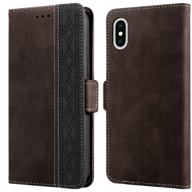 For iPhone XS Max Stitching Magnetic RFID Leather Case