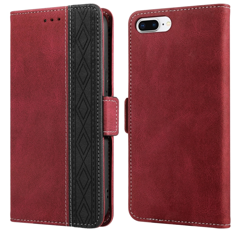 Stitching Magnetic RFID Leather Case For iPhone 7 Plus / 8 Plus