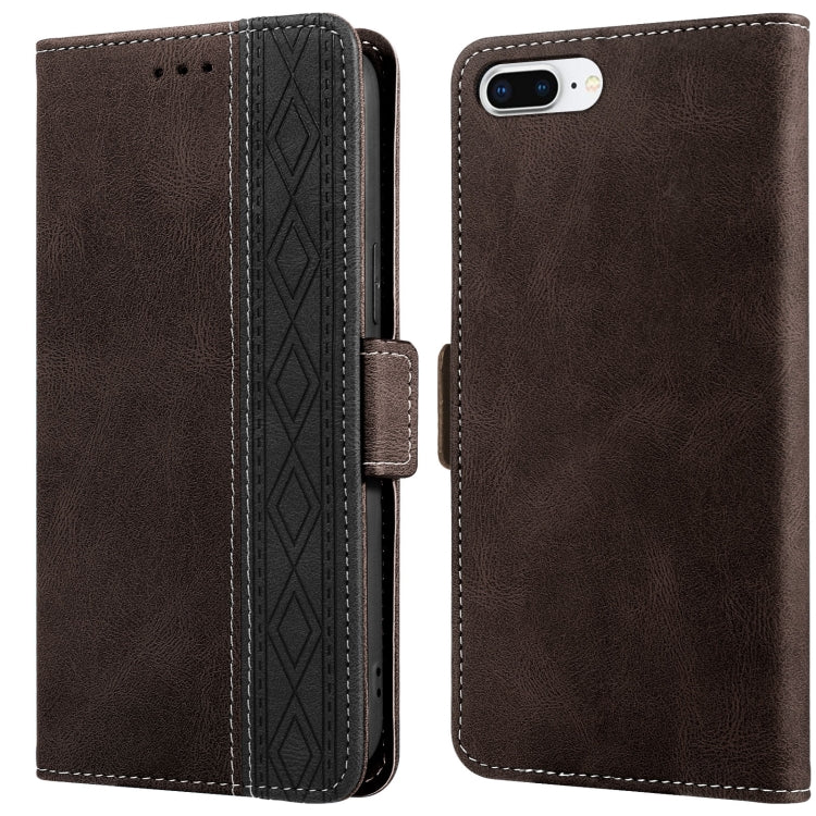 Stitching Magnetic RFID Leather Case For iPhone 7 Plus / 8 Plus