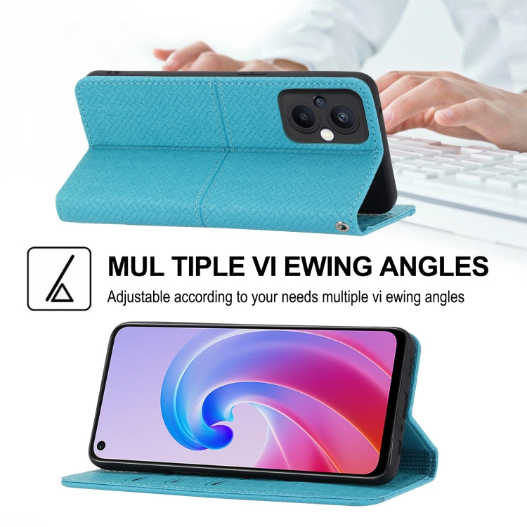For OPPO A96 5G Woven Texture Stitching Magnetic PU Leather Phone Case