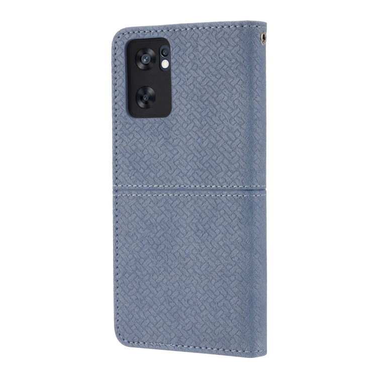 For OPPO Reno7 SE 5G Woven Texture Stitching Magnetic PU Leather Phone Case