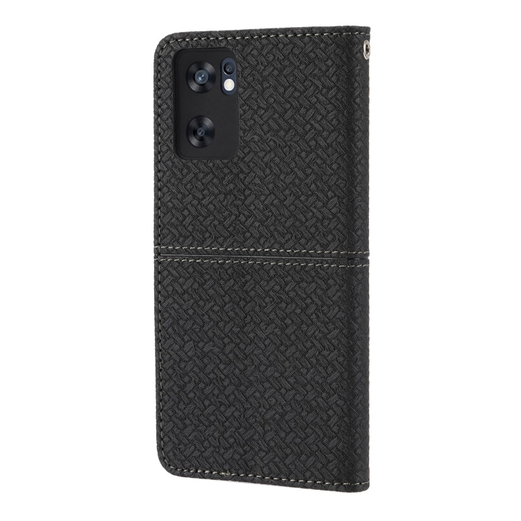 For OPPO Reno7 SE 5G Woven Texture Stitching Magnetic PU Leather Phone Case