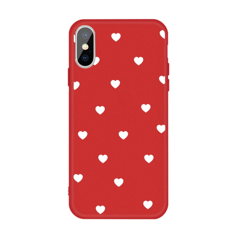 For iPhone X / XS Multiple Love-hearts Pattern Colorful Frosted TPU Phone Protective Case