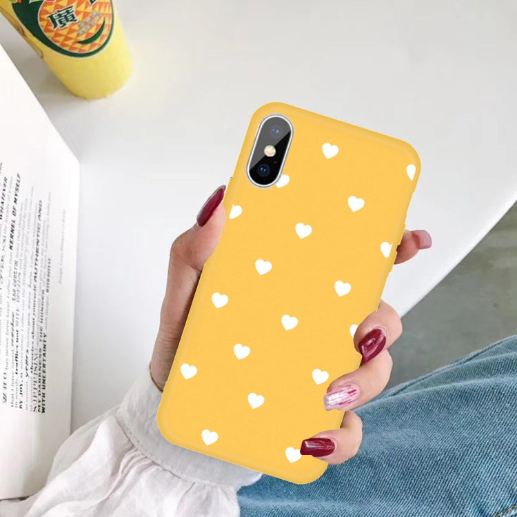 For iPhone X / XS Multiple Love-hearts Pattern Colorful Frosted TPU Phone Protective Case