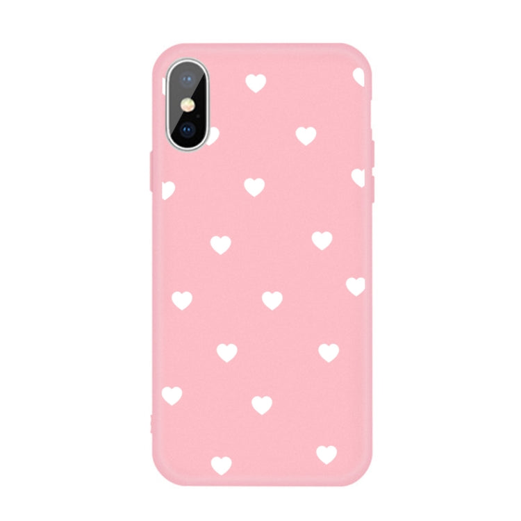 For iPhone XS Max Multiple Love-hearts Pattern Colorful Frosted TPU Phone Protective Case