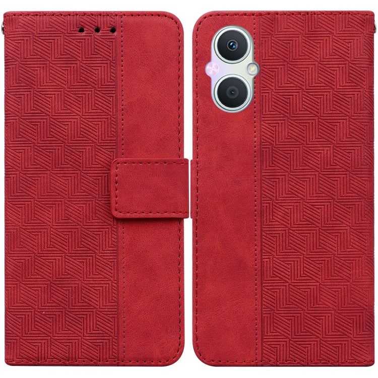 For OPPO A96 5G / Reno7 Z 5G Geometric Embossed Leather Phone Case