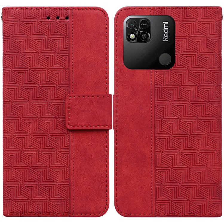 For Xiaomi Redmi 10A Geometric Embossed Leather Phone Case