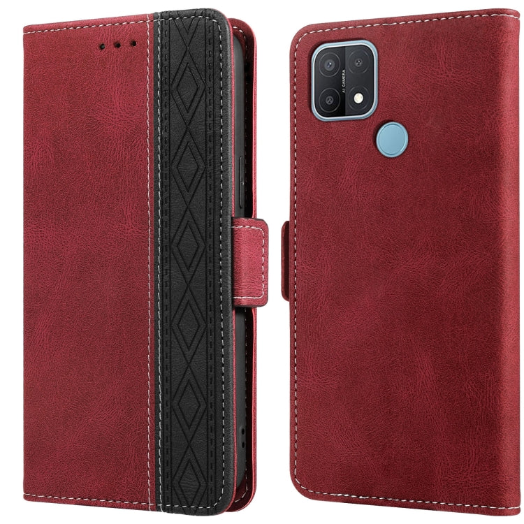 For OPPO A15 Stitching Side-Magnetic RFID Leather Phone Case