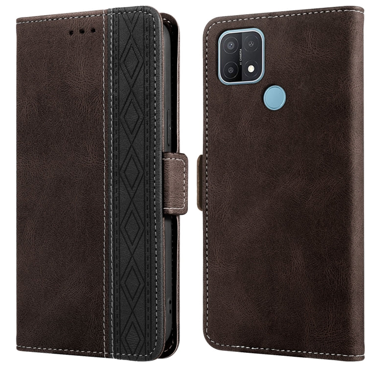 For OPPO A15 Stitching Side-Magnetic RFID Leather Phone Case