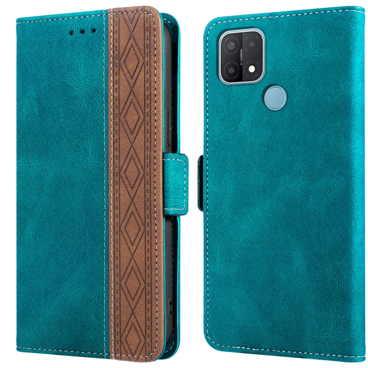 For OPPO A15 Stitching Side-Magnetic RFID Leather Phone Case
