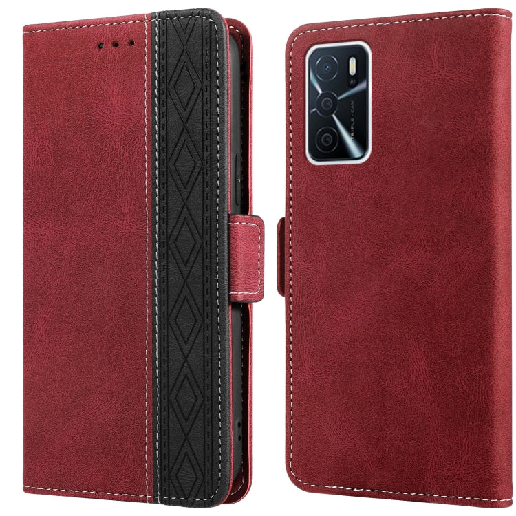 For OPPO A16 Stitching Side-Magnetic RFID Leather Phone Case