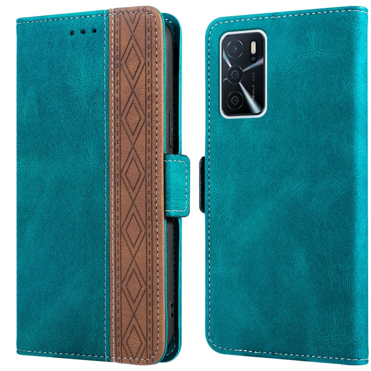 For OPPO A16 Stitching Side-Magnetic RFID Leather Phone Case