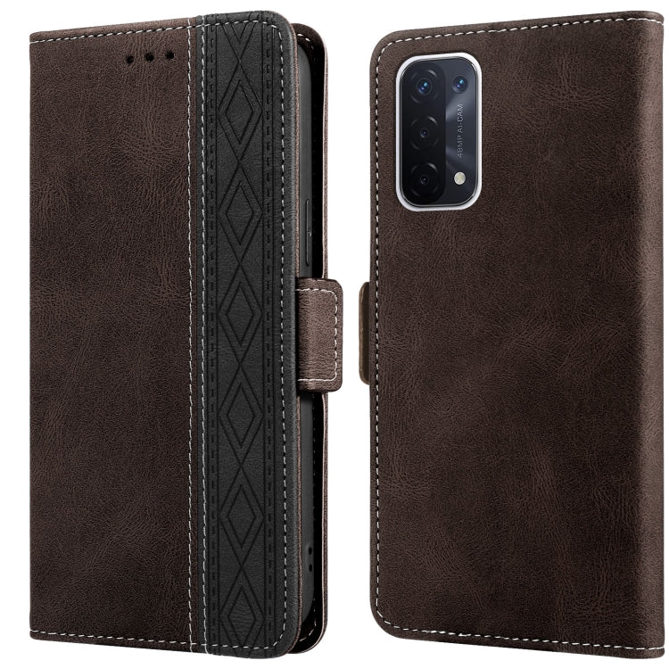 For OPPO A54 5G / A74 5G Stitching Side-Magnetic RFID Leather Phone Case