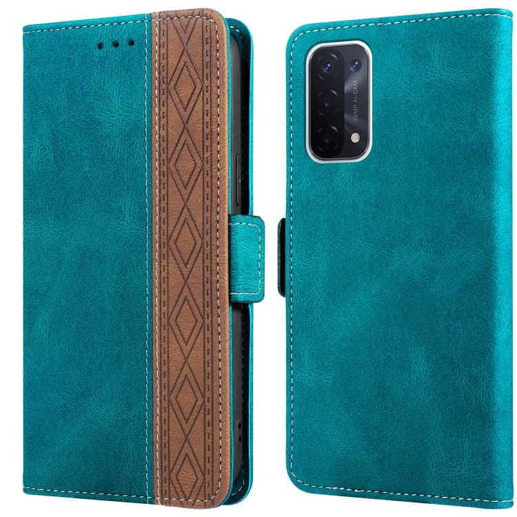 For OPPO A54 5G / A74 5G Stitching Side-Magnetic RFID Leather Phone Case