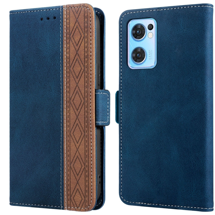 For OPPO Reno7 5G Stitching Side-Magnetic RFID Leather Phone Case