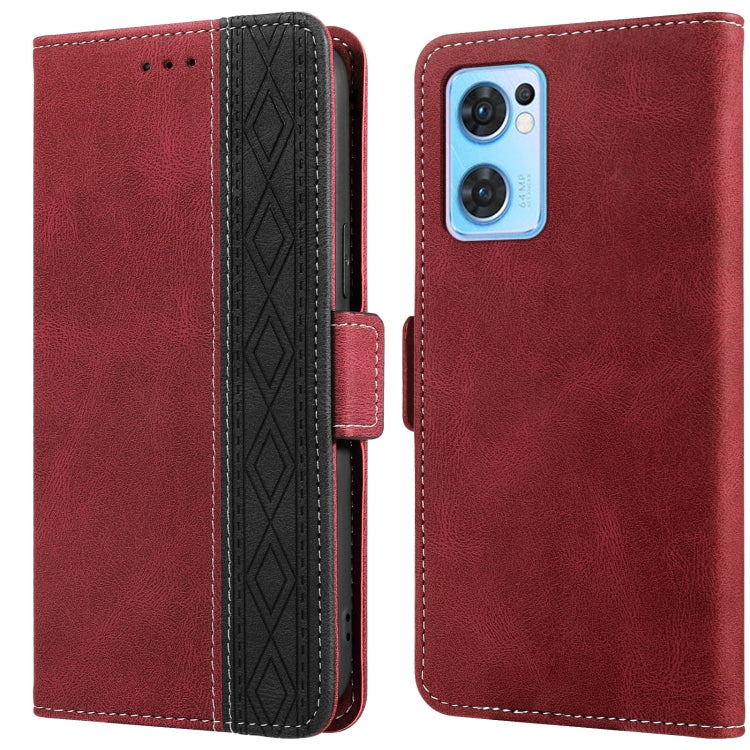 For OPPO Reno7 5G Stitching Side-Magnetic RFID Leather Phone Case