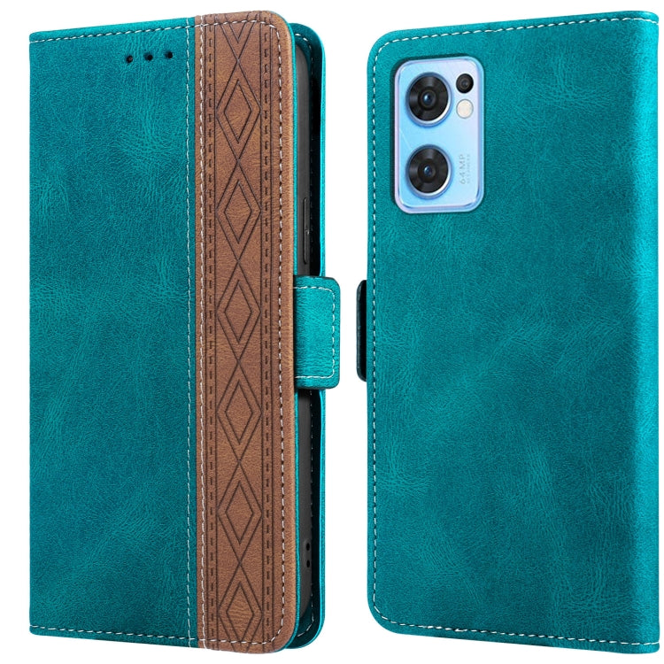 For OPPO Reno7 5G Stitching Side-Magnetic RFID Leather Phone Case